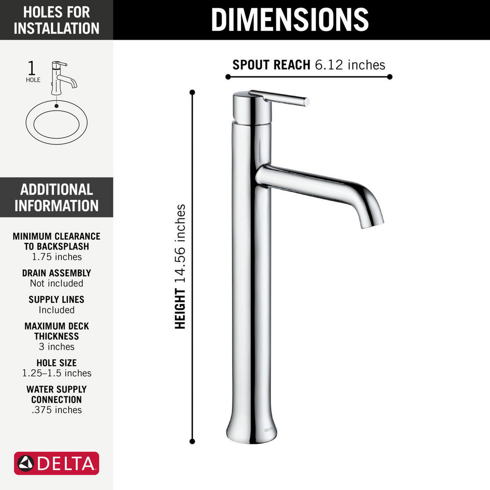 Mitigeur de lavabo de salle de bain Delta Trinsic à poignée unique - 759