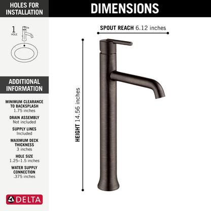 Mitigeur de lavabo de salle de bain Delta Trinsic à poignée unique - 759