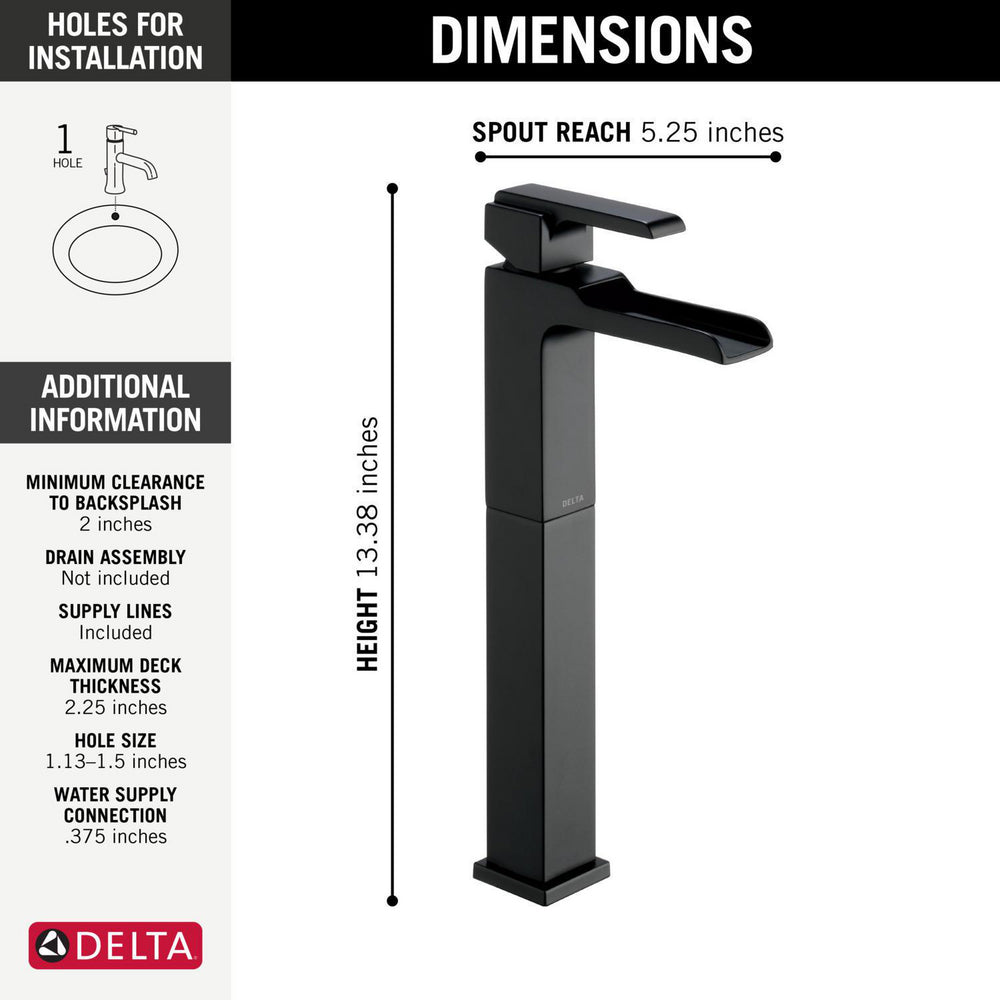 Delta Ara Single Handle Vessel Channel Bathroom Faucet - 768LF