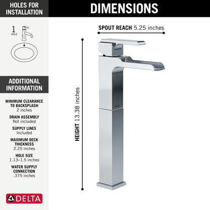 Delta Ara Single Handle Vessel Channel Bathroom Faucet - 768LF