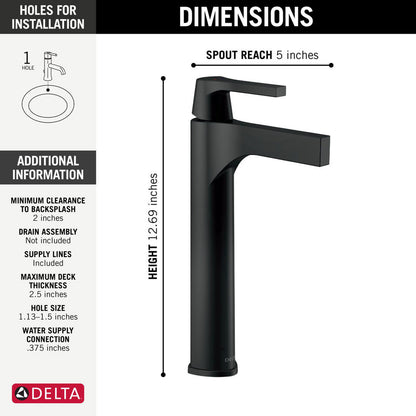 Delta Zura Single Handle Vessel Bathroom Faucet - 774