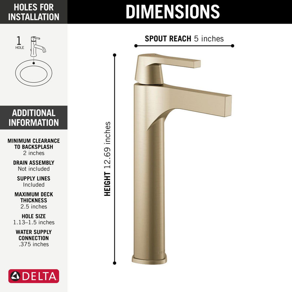 Delta Zura Single Handle Vessel Bathroom Faucet - 774