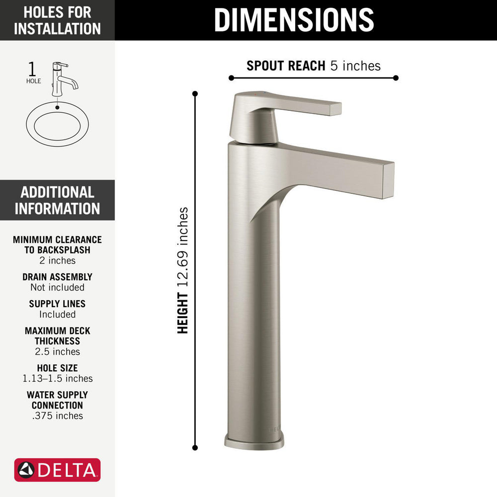 Delta Zura Single Handle Vessel Bathroom Faucet - 774
