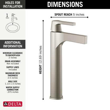 Delta Zura Single Handle Vessel Bathroom Faucet - 774
