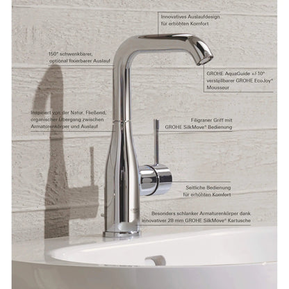 Grohe Essence Single Hole Single-Handle L-Size Bathroom Faucet 4.5 L/min (1.2 gpm) - 23486