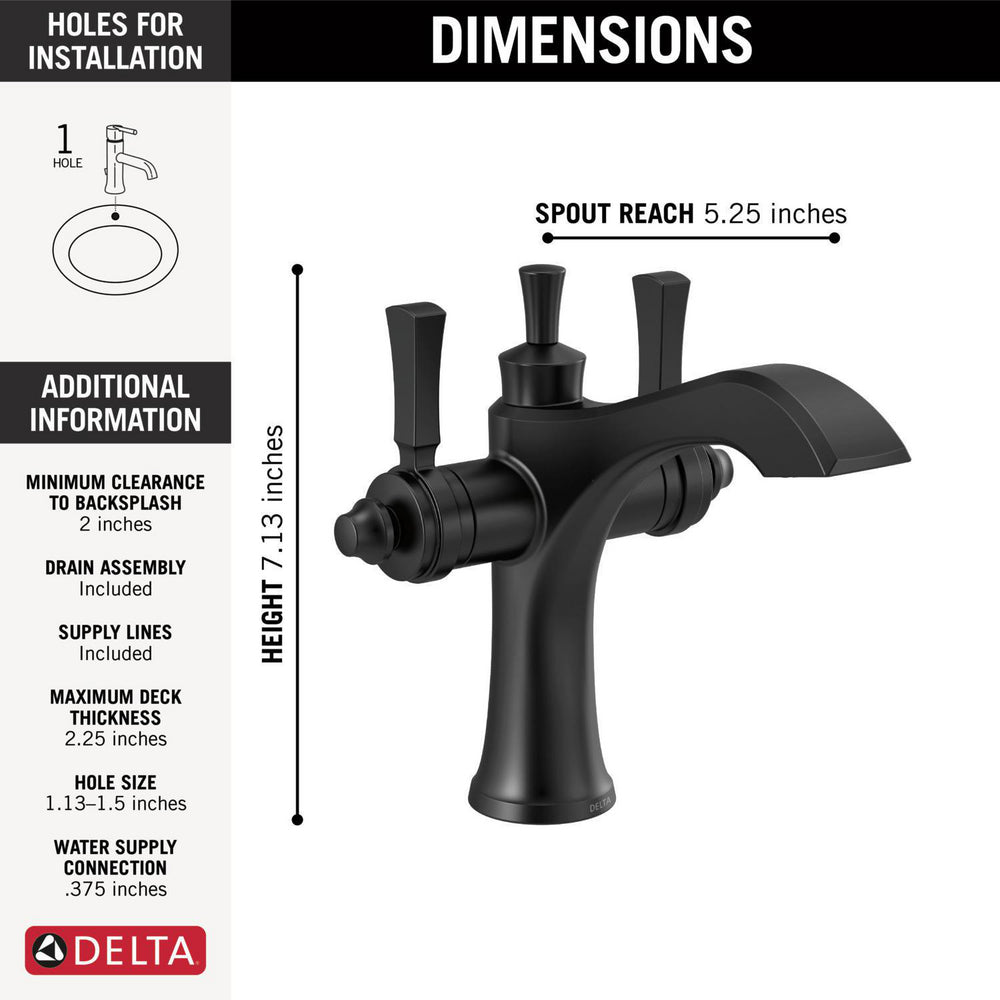 Delta Dorval Two Handle Single Hole Monoblock Bathroom Faucet - 856