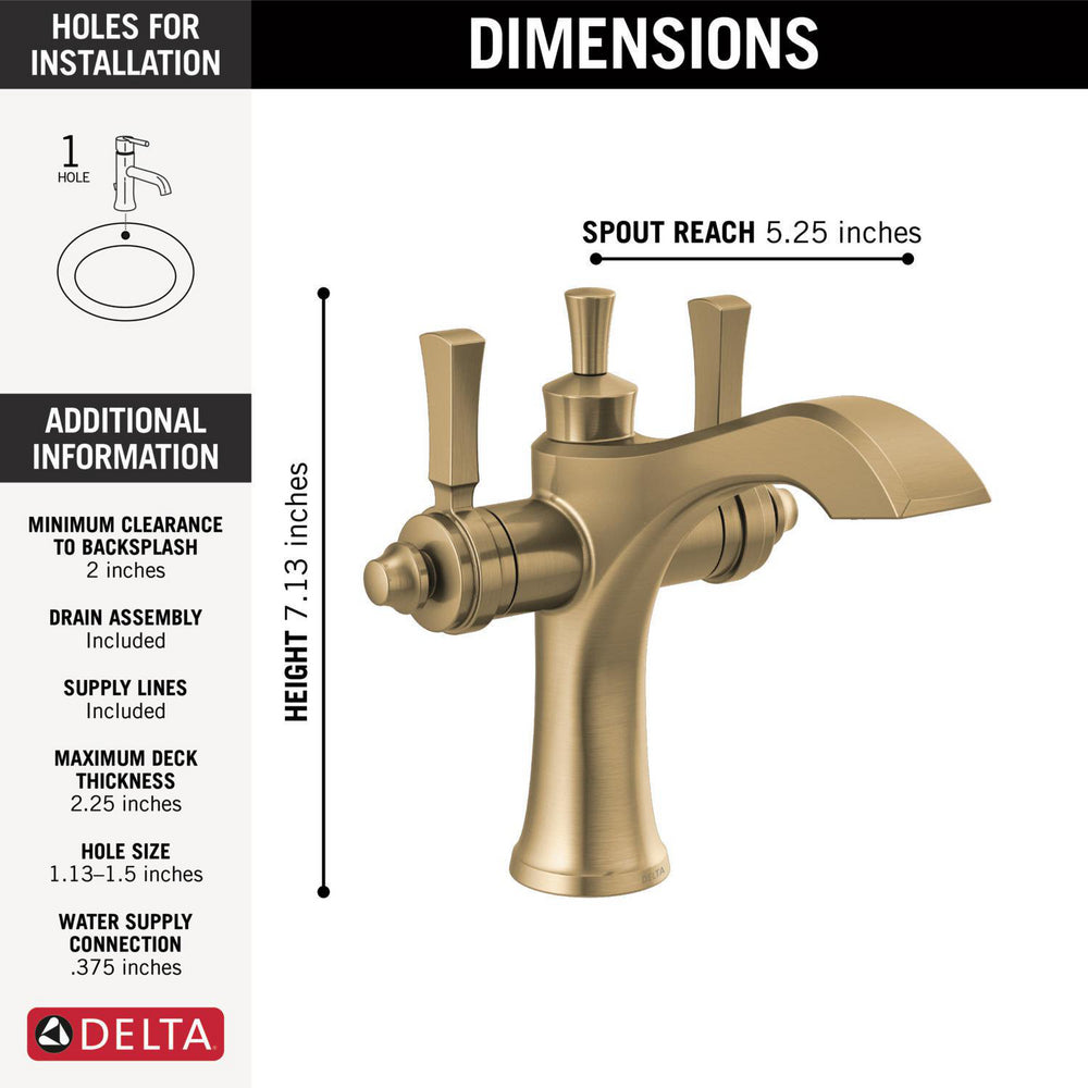 Delta Dorval Two Handle Single Hole Monoblock Bathroom Faucet - 856