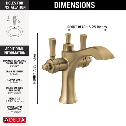 Delta Dorval Two Handle Single Hole Monoblock Bathroom Faucet - 856