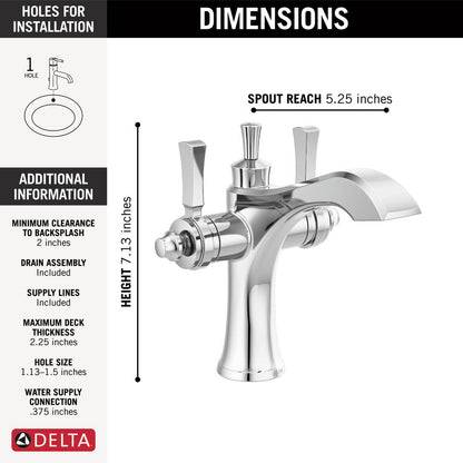 Delta Dorval Two Handle Single Hole Monoblock Bathroom Faucet - 856