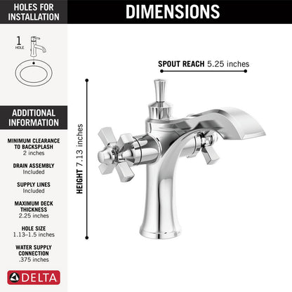 Delta Dorval Two Handle Single Hole Monoblock Bathroom Faucet - 857