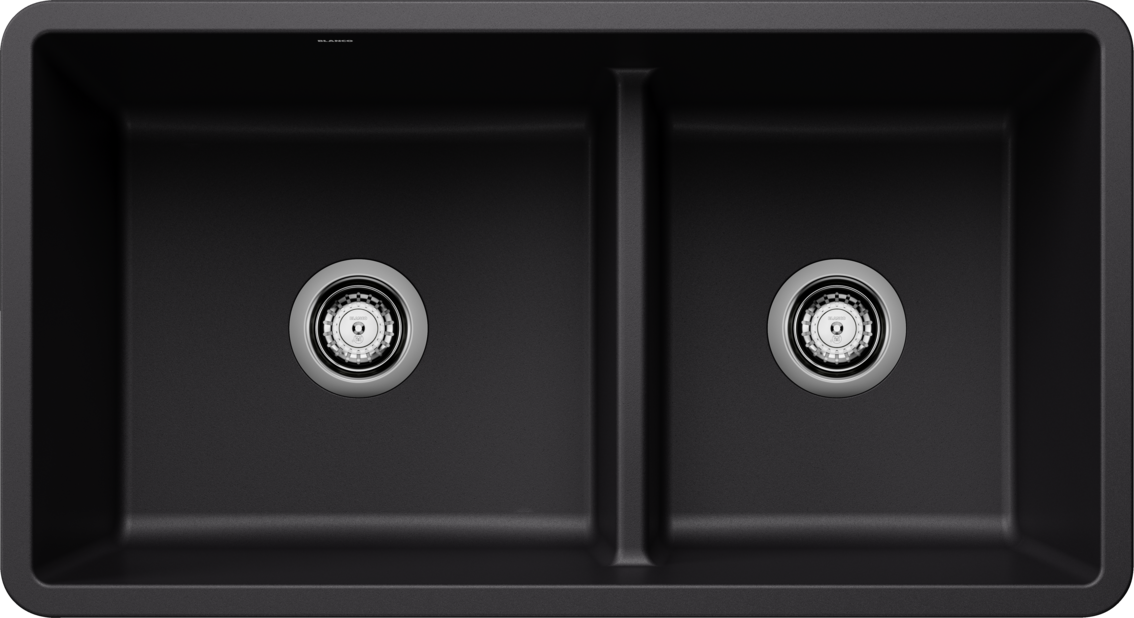 Blanco Precis U 1 3/4 Bowl Low Divide Undermount Kitchen Sink - Coal Black