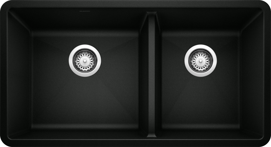 Blanco Precis U 1 3/4 Bowl Silgranit Undermount Kitchen Sink - Coal Black
