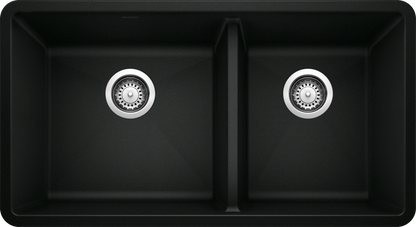 Blanco Precis U 1 3/4 Bowl Silgranit Undermount Kitchen Sink - Coal Black
