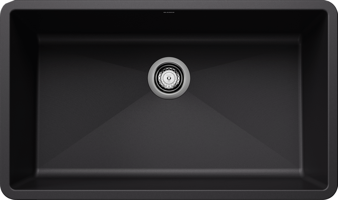 Blanco Precis U Super Single Undermount Kitchen Sink - Coal Black