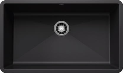 Blanco Precis U Super Single Undermount Kitchen Sink - Coal Black