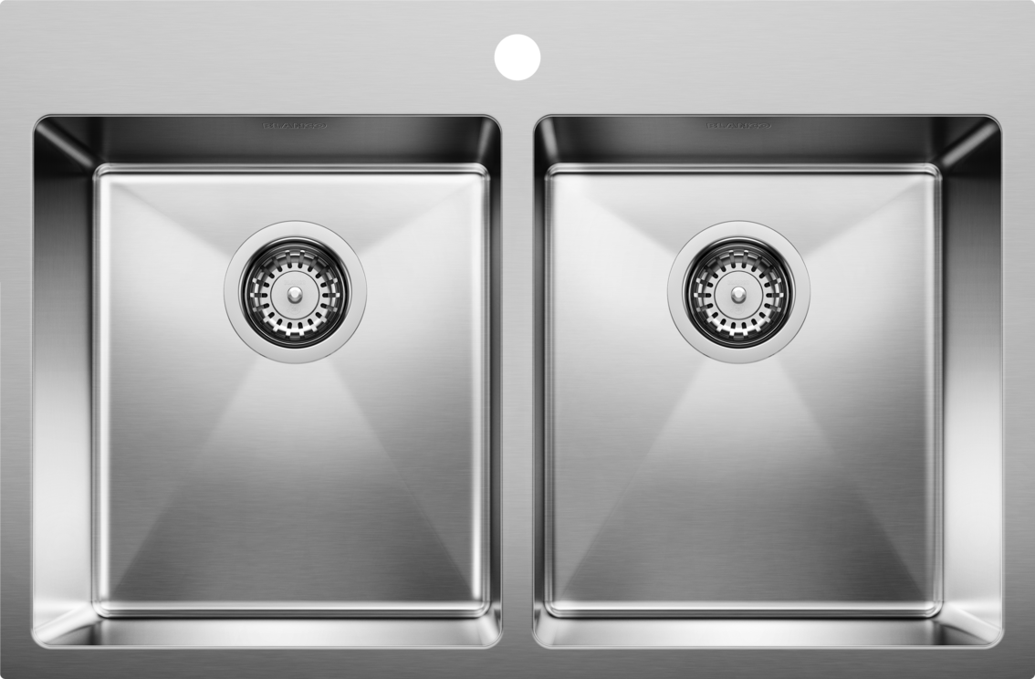 Évier de cuisine Blanco Quatrus R15 double à poser en acier inoxydable