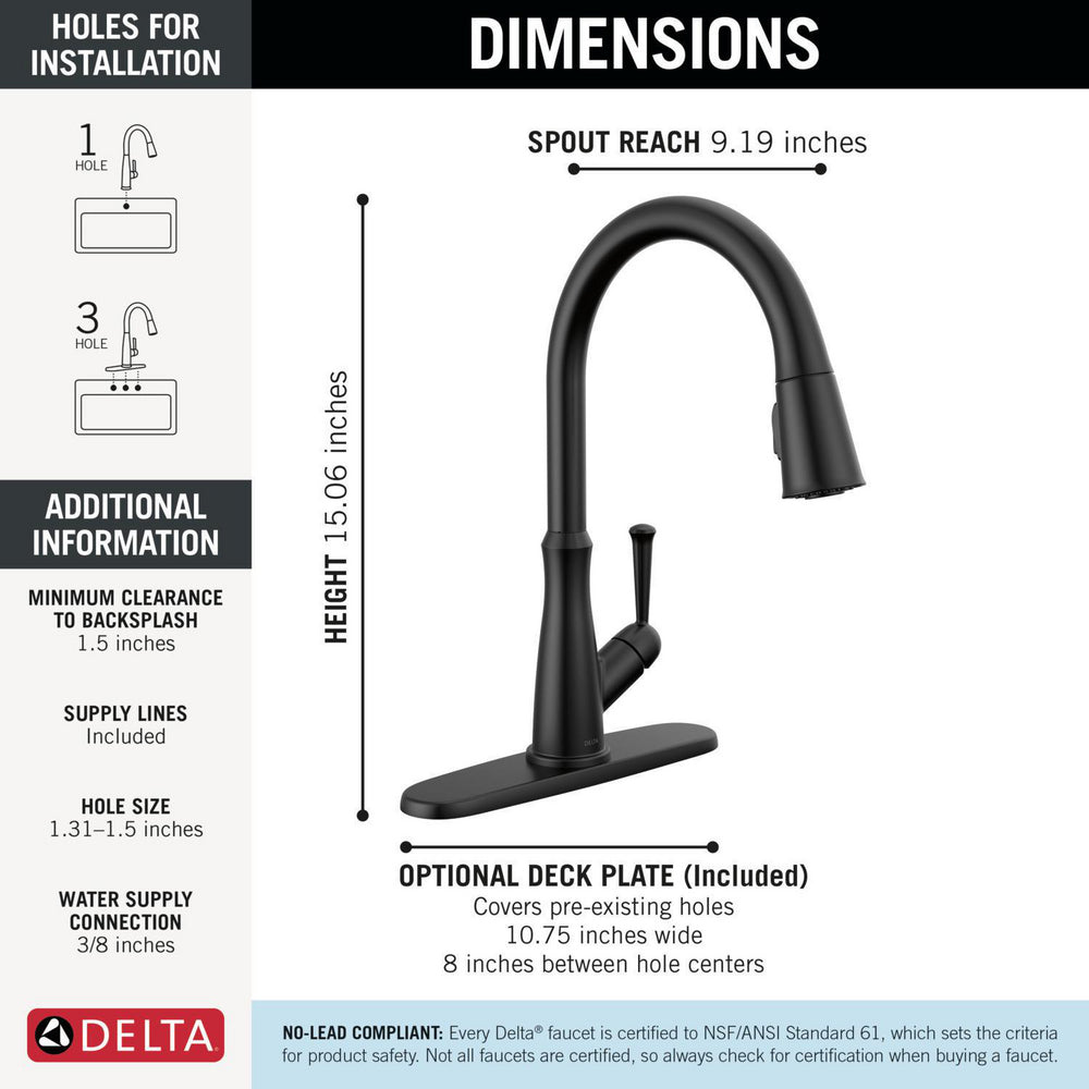 Delta Westville Single Handle Pull-Down Kitchen Faucet - 9110