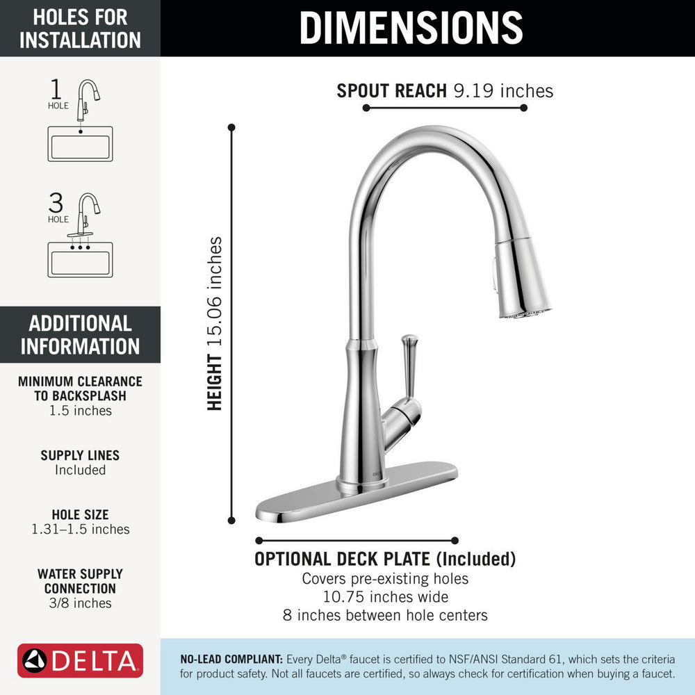 Delta Westville Single Handle Pull-Down Kitchen Faucet - 9110