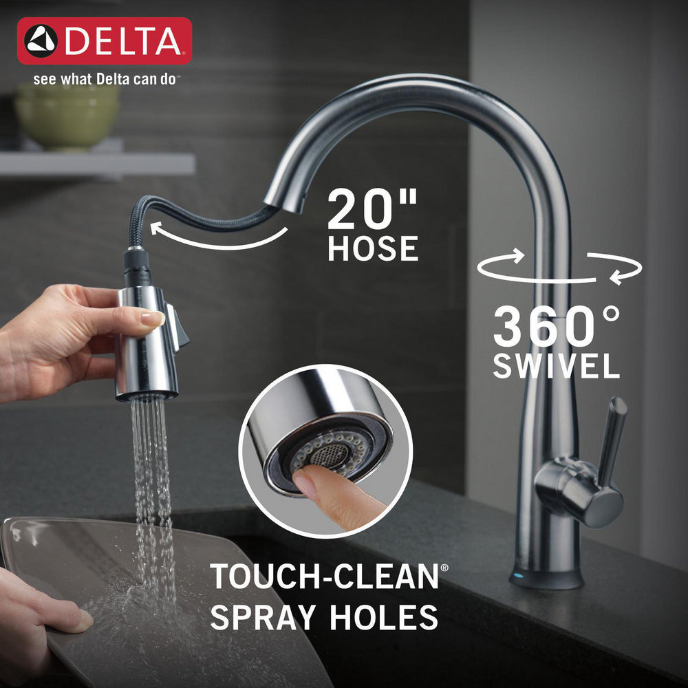 Delta Essa Single Handle Pull-Down Kitchen Faucet with Touch2O Technology - 9113T