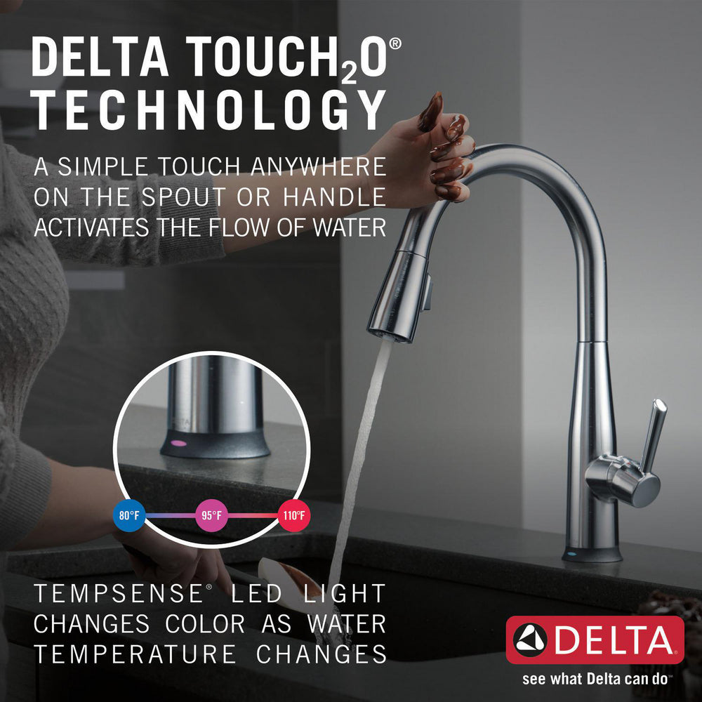 Delta Essa Single Handle Pull-Down Kitchen Faucet with Touch2O Technology - 9113T