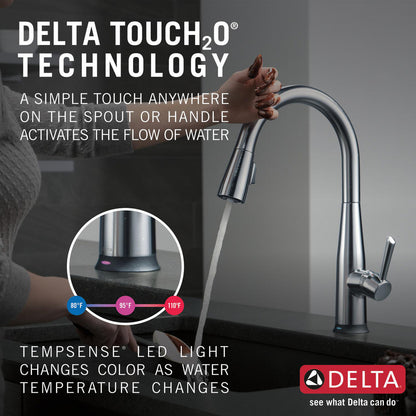 Delta Essa Single Handle Pull-Down Kitchen Faucet with Touch2O Technology - 9113T