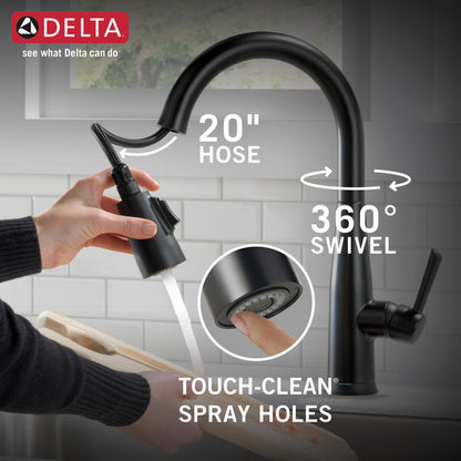 Delta Essa Single Handle Pull-Down Kitchen Faucet with Touch2O Technology - 9113T