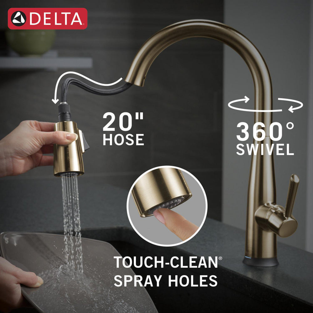 Delta Essa Single Handle Pull-Down Kitchen Faucet with Touch2O Technology - 9113T
