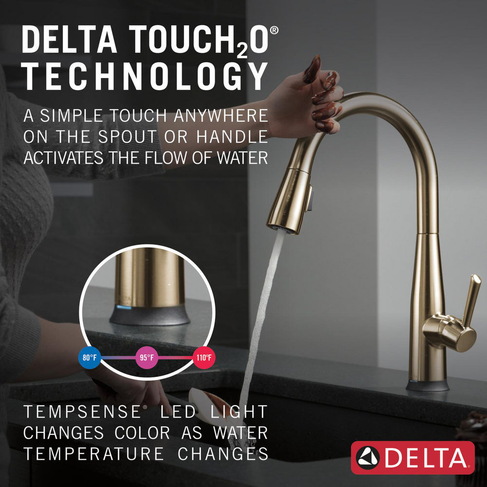 Delta Essa Single Handle Pull-Down Kitchen Faucet with Touch2O Technology - 9113T