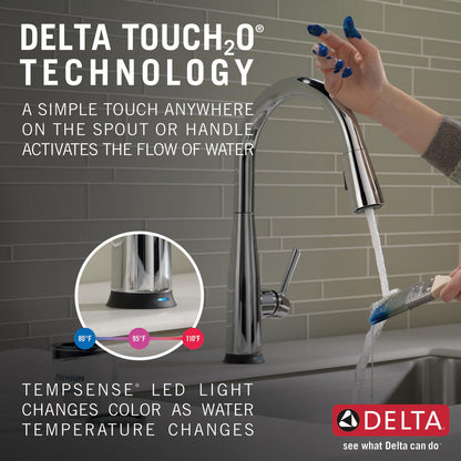 Delta Essa Single Handle Pull-Down Kitchen Faucet with Touch2O Technology - 9113T