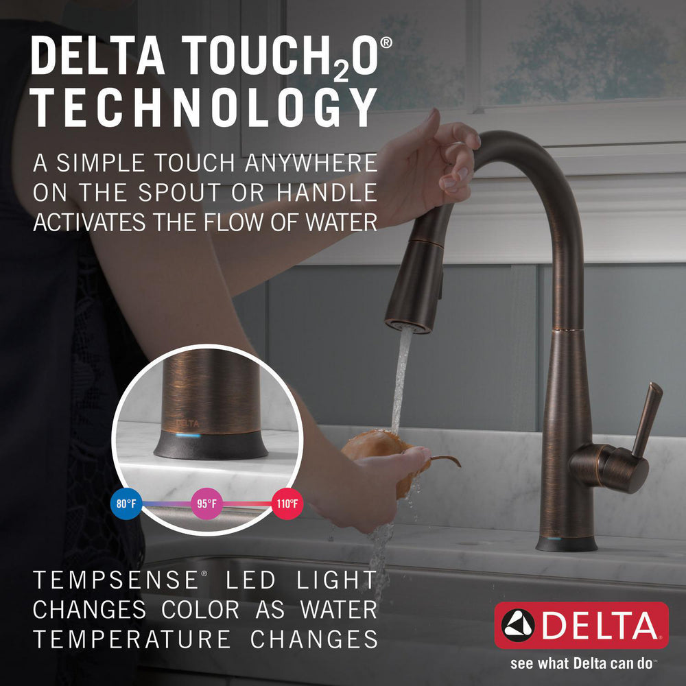 Delta Essa Single Handle Pull-Down Kitchen Faucet with Touch2O Technology - 9113T