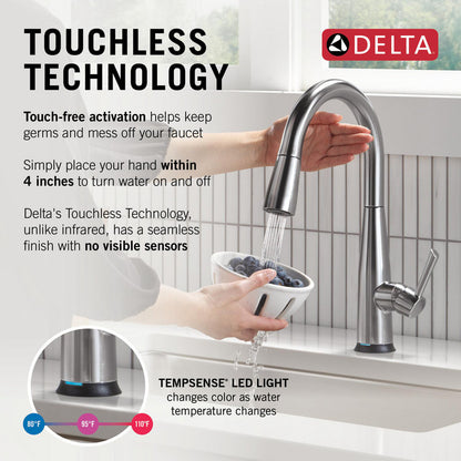 Delta Essa Touch2O Technology Kitchen Faucet with Touchless Technology - 9113TL