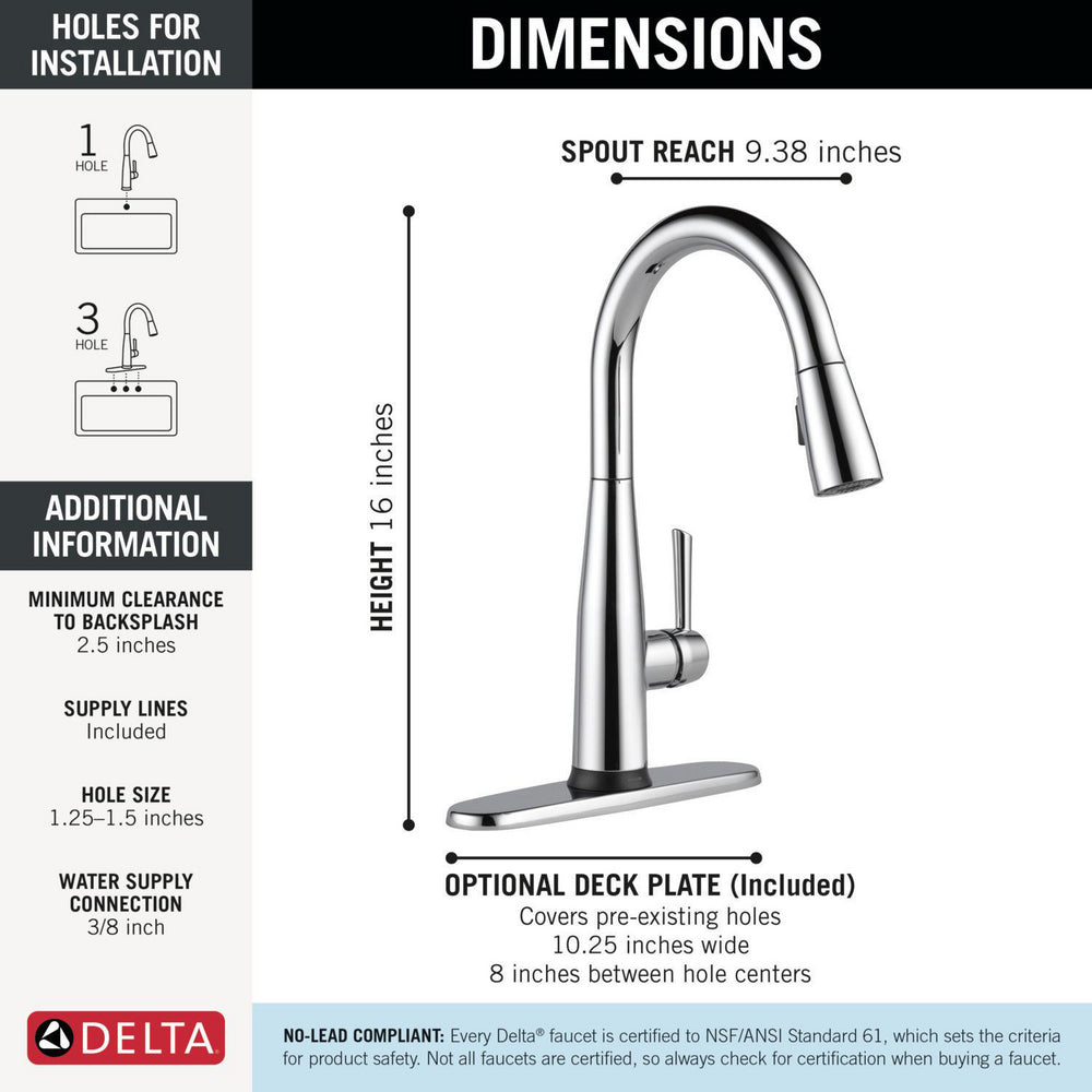 Delta Essa Touch2O Technology Kitchen Faucet with Touchless Technology - 9113TL