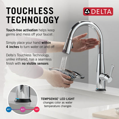 Delta Essa Touch2O Technology Kitchen Faucet with Touchless Technology - 9113TL