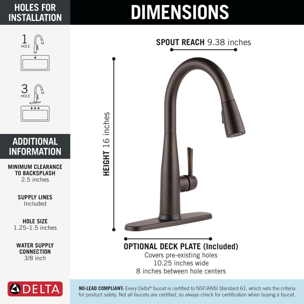 Delta Essa Touch2O Technology Kitchen Faucet with Touchless Technology - 9113TL