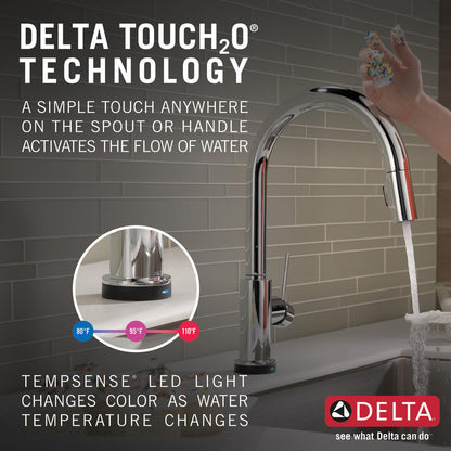 Delta Trinsic Single Handle Pull-Down Kitchen Faucet with Touch2O Technology - 9159T