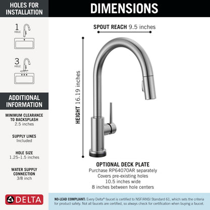 Delta Trinsic Touch2O Technology Kitchen Faucet with Touchless Technology - 9159TL