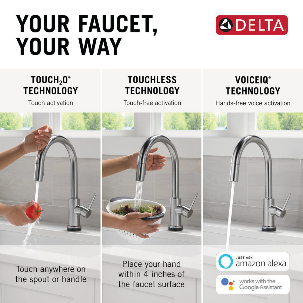 Delta Trinsic VoiceIQ Kitchen Faucet with Touch2O Technology with Touchless Technology - 9159TLV