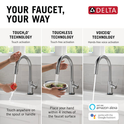 Delta Trinsic VoiceIQ Kitchen Faucet with Touch2O Technology with Touchless Technology - 9159TLV