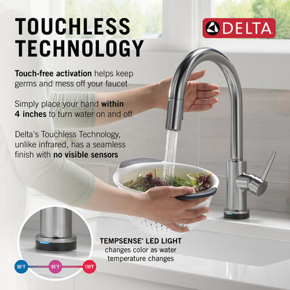 Delta Trinsic VoiceIQ Kitchen Faucet with Touch2O Technology with Touchless Technology - 9159TLV