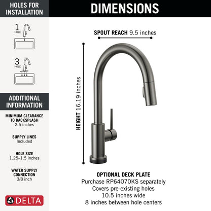Delta Trinsic VoiceIQ Kitchen Faucet with Touch2O Technology with Touchless Technology - 9159TLV