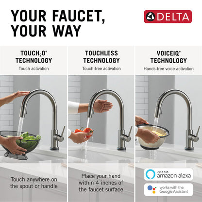 Delta Trinsic VoiceIQ Kitchen Faucet with Touch2O Technology with Touchless Technology - 9159TLV