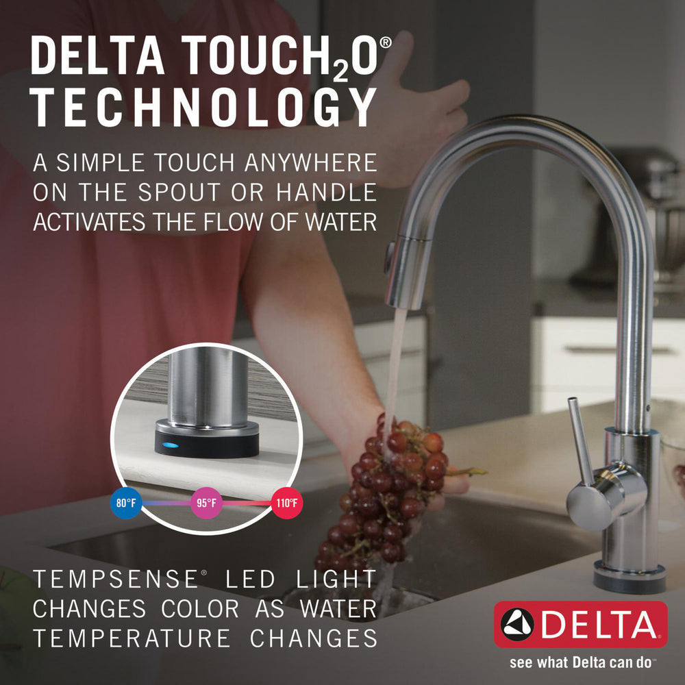 Delta Trinsic VoiceIQ Single-Handle Pull-Down Kitchen Faucet with Touch2O Technology - 9159TV