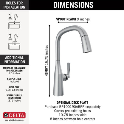 Delta Stryke Single Handle Pull-Down Kitchen Faucet - 9176
