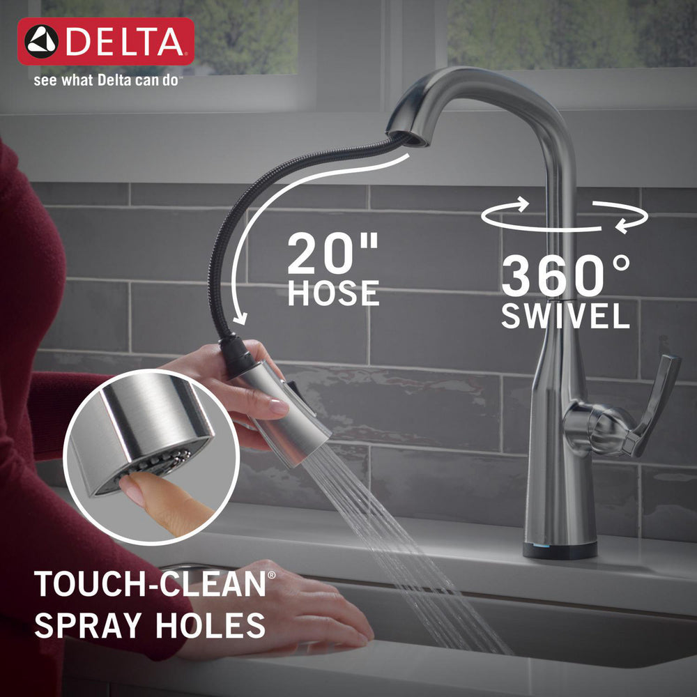 Delta Stryke Single Handle Pull-Down Kitchen Faucet with Touch2O Technology - 9176T