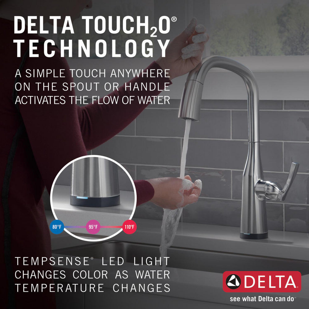 Delta Stryke Single Handle Pull-Down Kitchen Faucet with Touch2O Technology - 9176T