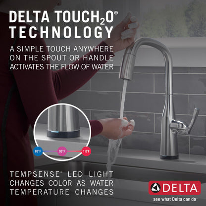 Delta Stryke Single Handle Pull-Down Kitchen Faucet with Touch2O Technology - 9176T