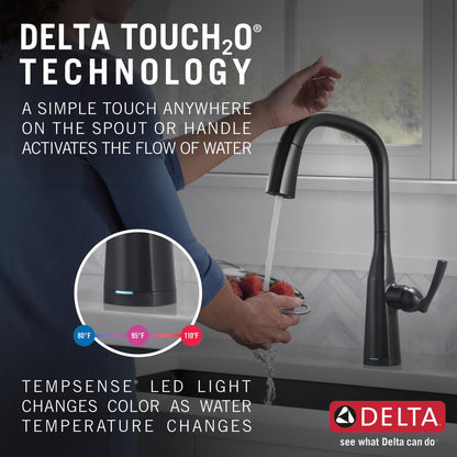 Delta Stryke Single Handle Pull-Down Kitchen Faucet with Touch2O Technology - 9176T