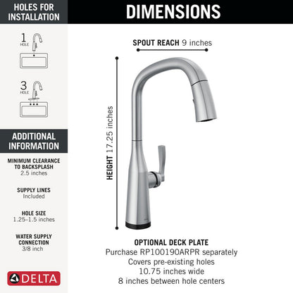 Delta Stryke Touchless Pulldown Bar Faucet - 9176TL