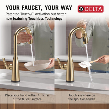 Delta Stryke Touchless Pulldown Bar Faucet - 9176TL
