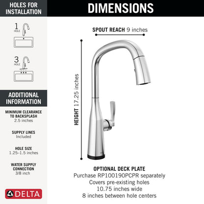 Delta Stryke Touchless Pulldown Bar Faucet - 9176TL